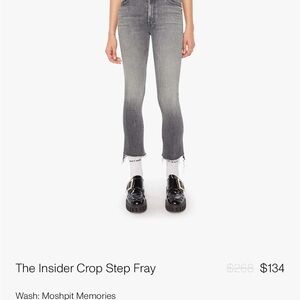 Mother the insider crop fray jeans -black